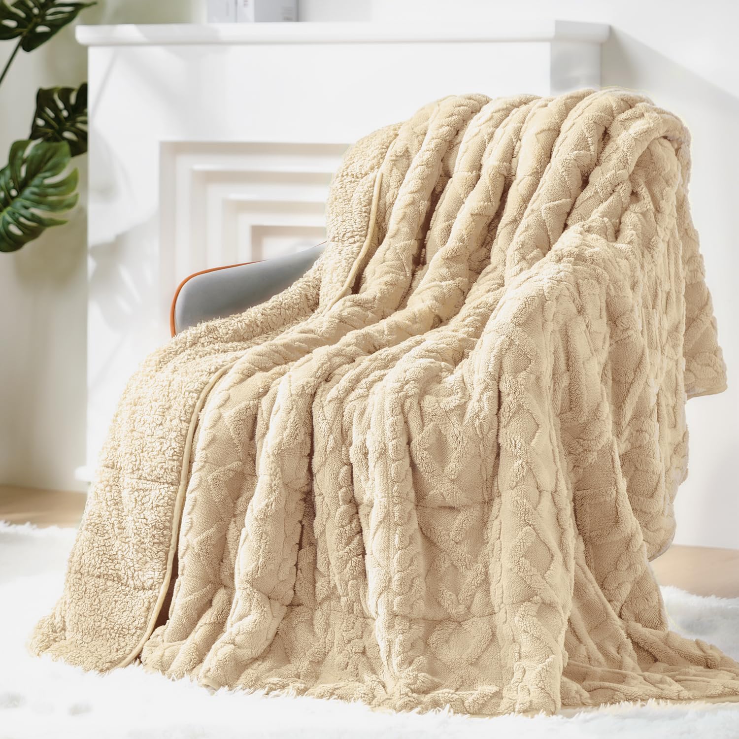 Ultra Soft Sherpa Weighted Blanket for Adults, 60"x80" 15lbs Heavy Blankets