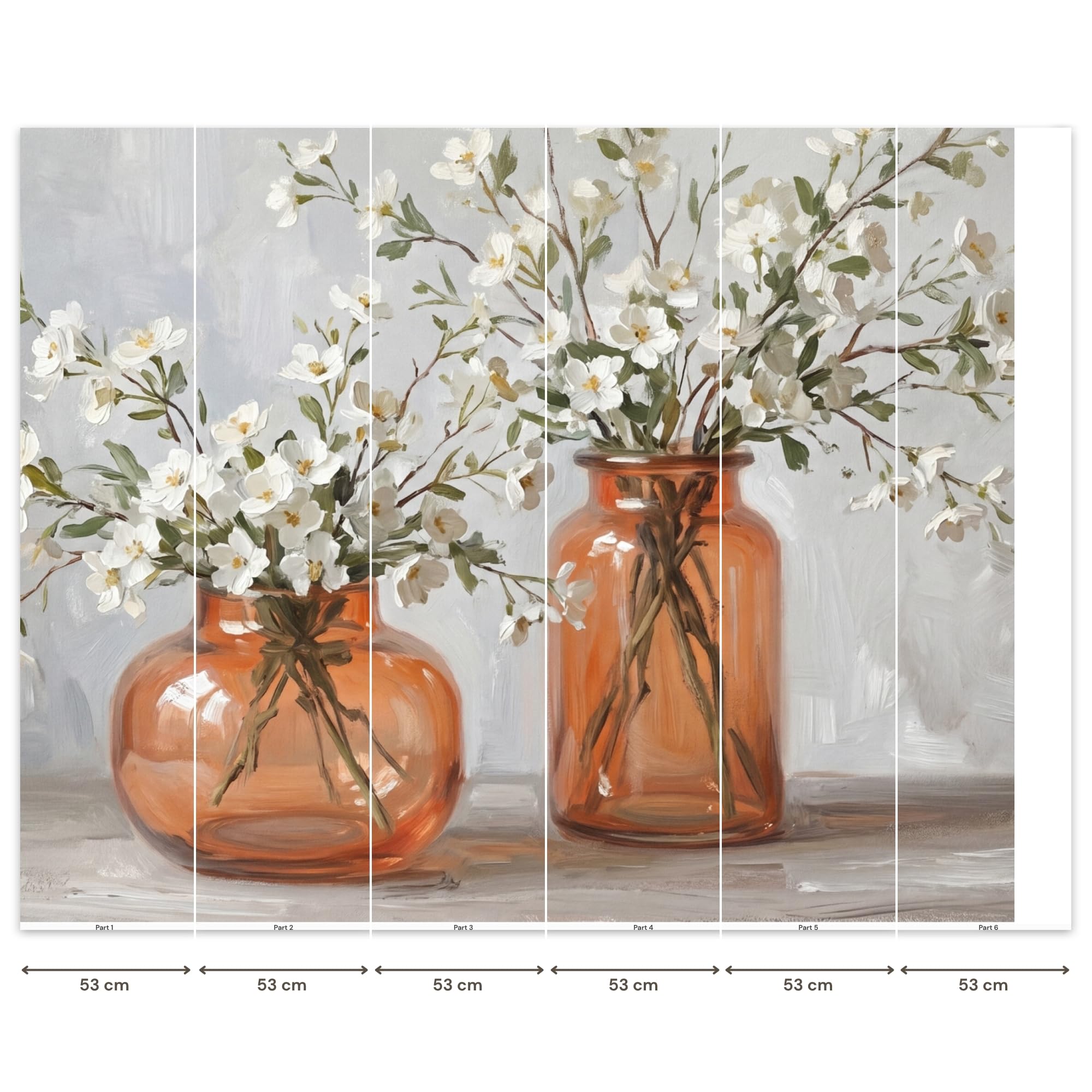 Vinyl Tapete Premium 300x260 cm Wohnzimmer Schlafzimmer Küche Flur Moderne Wand Tapeten Wallpaper For Living Room Bedroom Vasen - Blumen - Orange