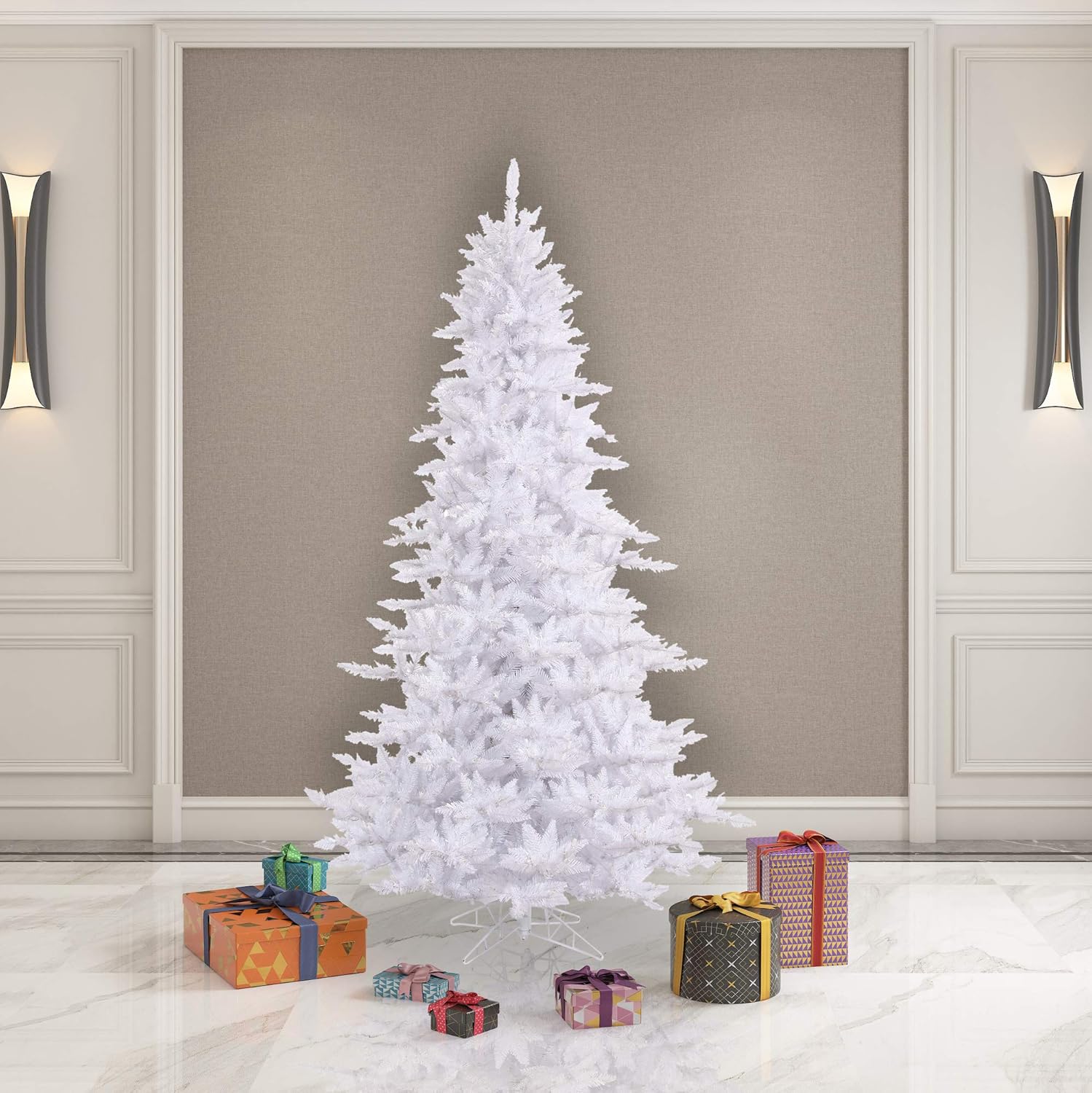 Vickerman 7.5' White Fir Artificial Christmas Tree Unlit, Seasonal Indoor Home Decor