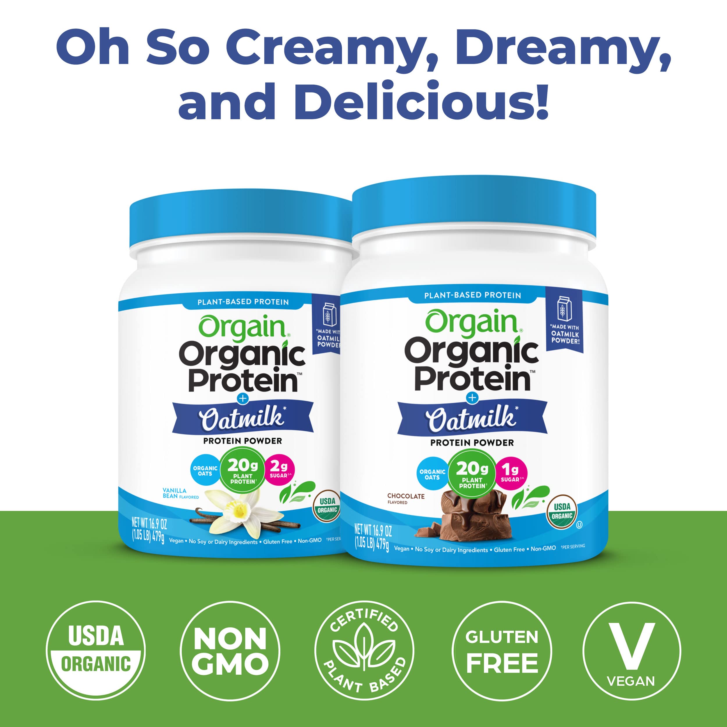 Buy Orgain Vegan Protein Powder + Oatmilk, Vanilla Bean, 20g of Plant