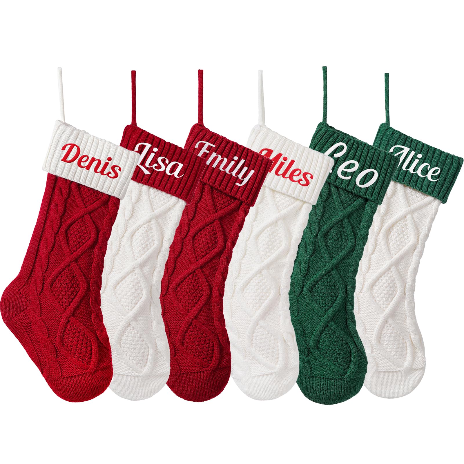 SINKSONS Personalized Christmas Stocking - Custom Name Family Christmas Stocking, 18” Large Knitted Xmas Stocking, Ideal for Kids & Fireplace Décor (1 pcs)
