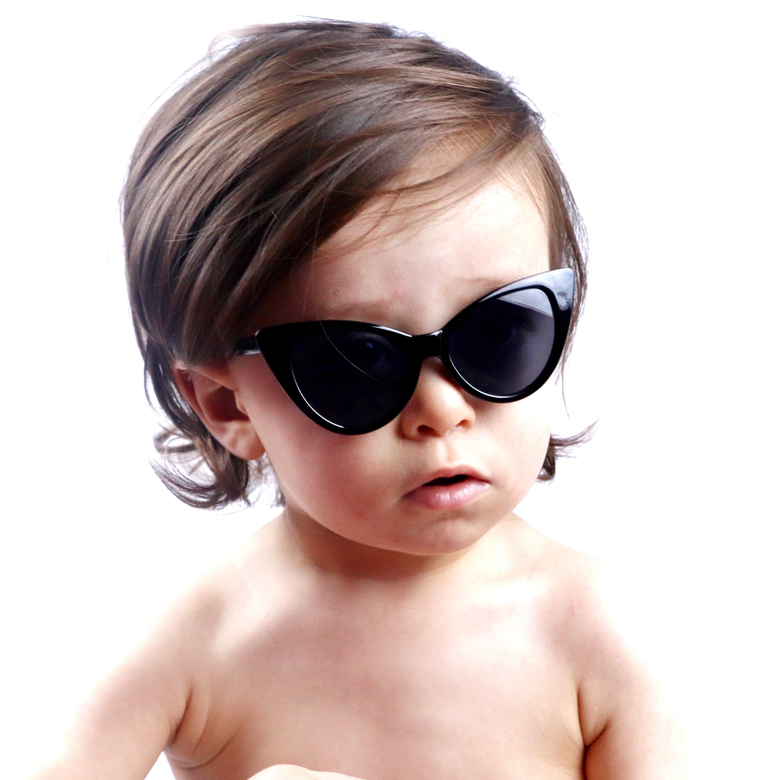 KD3136 Cateye Sonnenbrille für Babys, Kleinkinder, Alter 0–36 Monate, Schwarz (schwarz), Medium