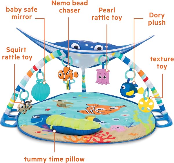 Bright Starts, Disney Baby, Findet Nemo Spieldecke mit Spielbogen, Lichtern und mehr als 20 Minuten Melodien, einer Dorie Fingerpuppe und vielem mehr - 5