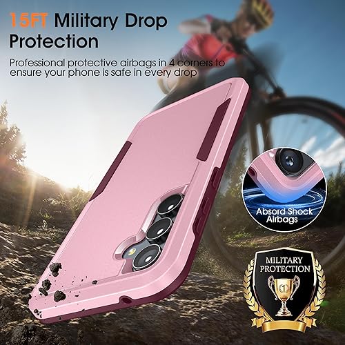 Miniatura 8 de Oneagle Funda para Samsung Galaxy A15 5G, doble capa Galaxy A15 5G con 1 protector de pantalla de vidrio templado, protección militar de 15 pies,