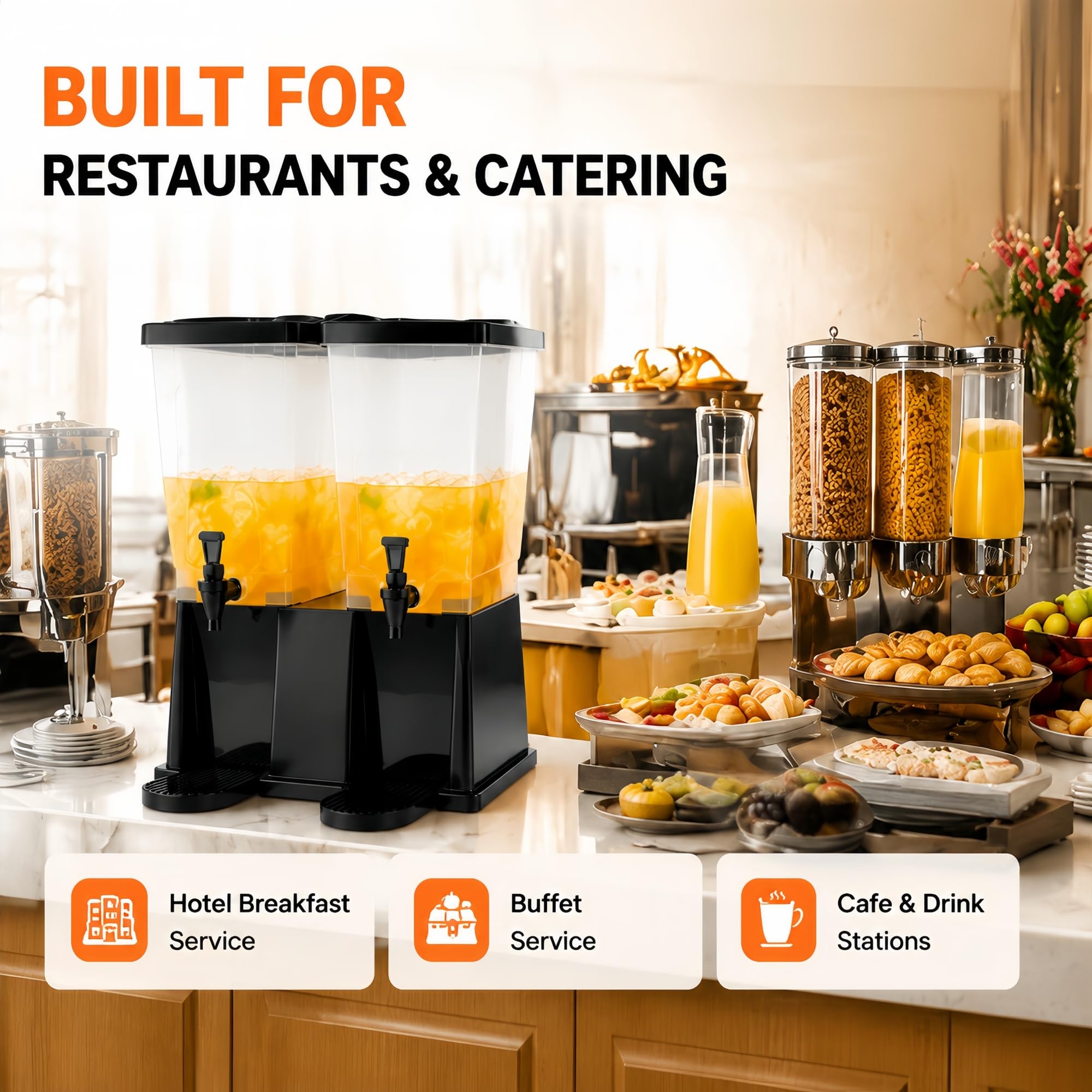 Hakka - Dispenser commerciale per bevande con rubinetto, resistente e di grande capacità, per catering, ristoranti, hotel e servizi ad alto volume | Dispenser d'acqua professionale a tenuta stagna
