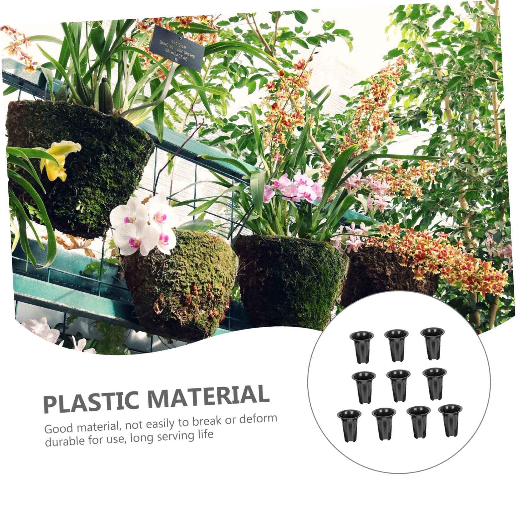 10 Pots Noirs pour Orchidées en Plastique Respirant Contrôle des Racines, Design Simple, Hauteurs Renforcées, pour Plantes D'intérieur