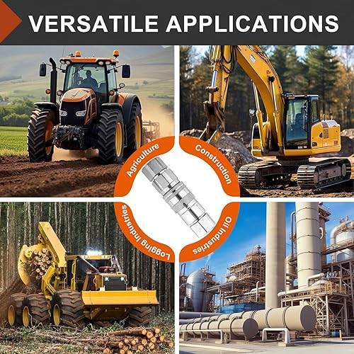 Miniatura 7 de 12 '' NPT Skid Steer acopladores hidráulicos, acopladores rápidos hidráulicos de cara plana con 2PCS cubiertas de polvo, accesorios hidráulicos de