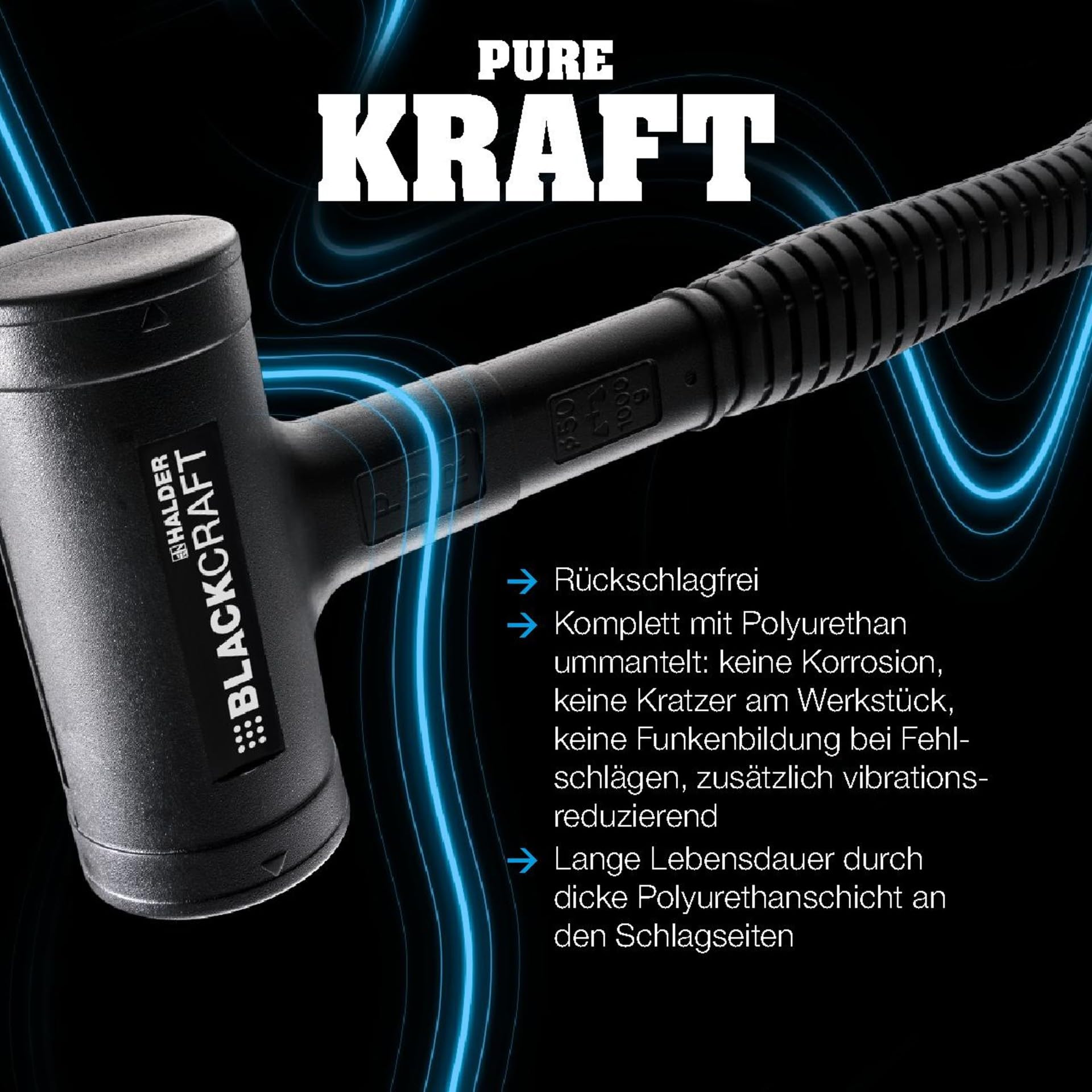 HALDER BLACKCRAFT-Aktionsbox KFZ, BLACKCRAFT-Schonhammer D60 plus Magnethalter | 3379s004