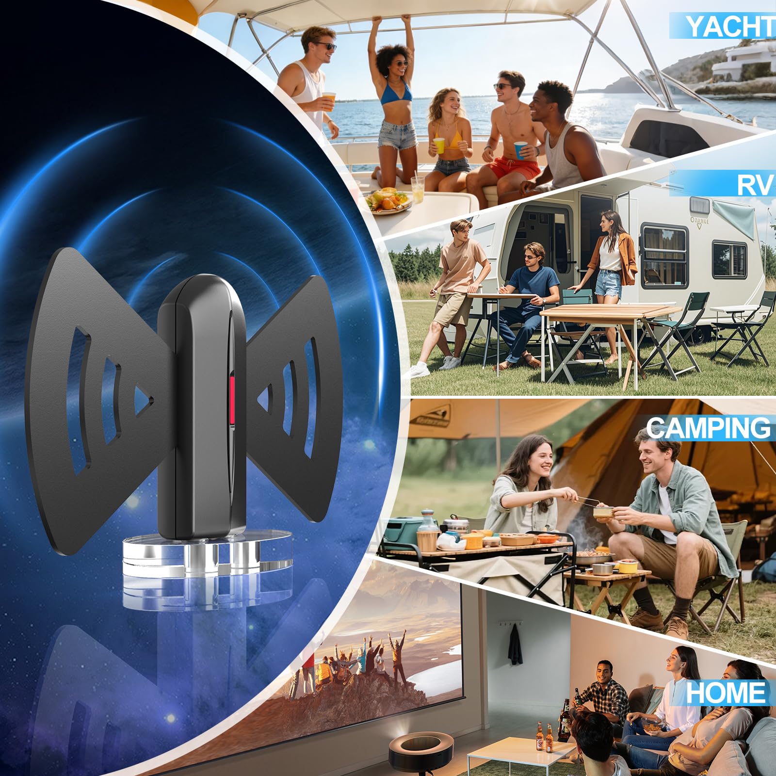 Antena de TV 2026 para Smart TV, antena digital de recepción de 360° de largo alcance con base magnética para canales locales en interiores y exteriores, soporta 4K 1080p, cable de 9.84 pies, fácil