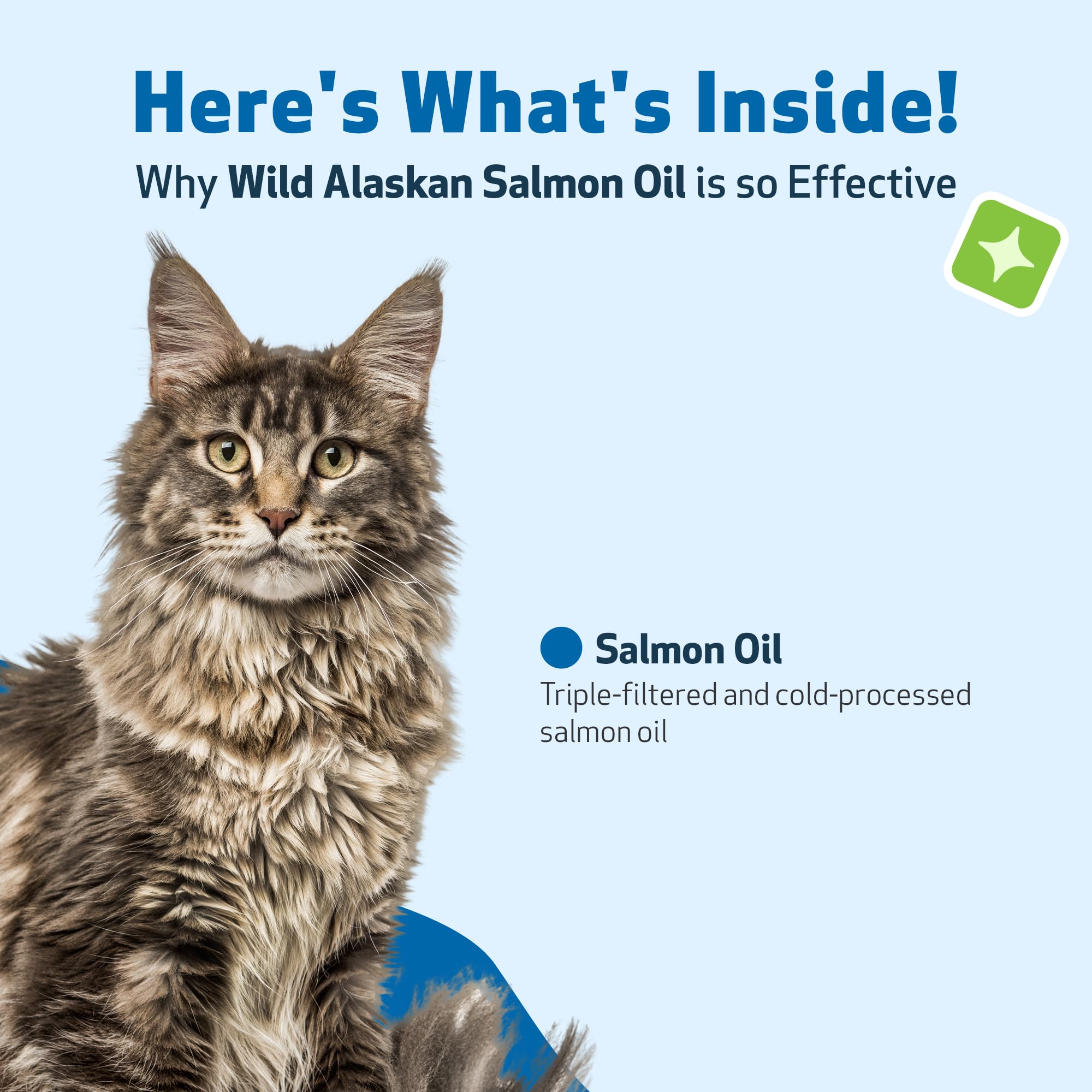 Pet Wellbeing Olio di salmone selvatico dell'Alaska per gatti, olio di pesce omega-3 catturato in natura, lavorato a freddo, per pelo e pelle sani, mobilità e forza articolari, EPA, DHA, 236 ml