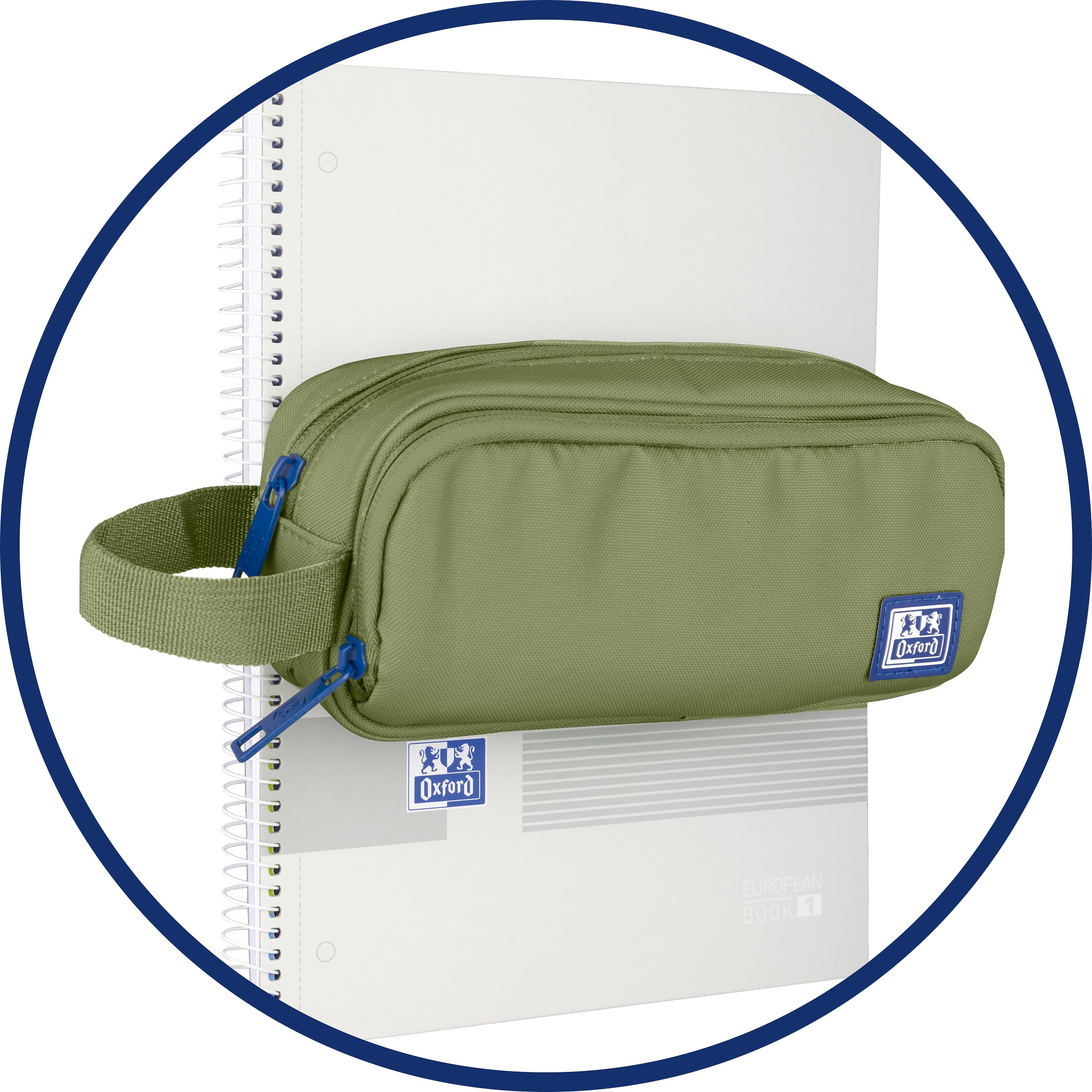 Oxford B-Smart School Pencil Case 3 Compartments, Elastic Rubber, Recycled Material RPET, Safari Green - Image 3