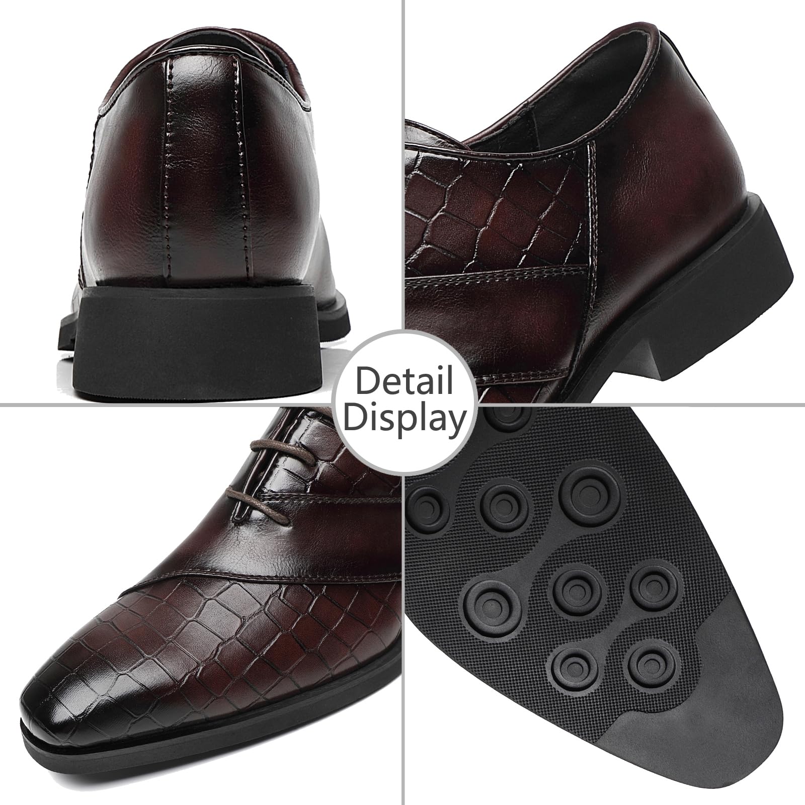 SANNAX Zapatos Oxford de Punta Lisa para Hombre Zapatos de Vestir Derby Formales de Negocios