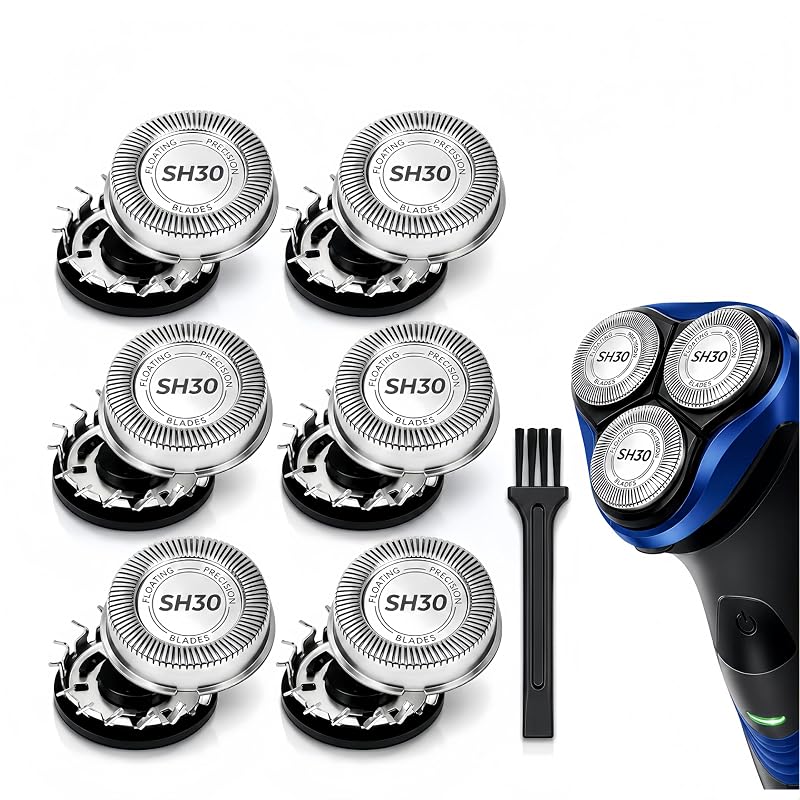 Cabeças de reposição SH30 Vetmor para barbeadores elétricos Philips Norelco séries 3000, 2000 e 1000 — Pacote com 6