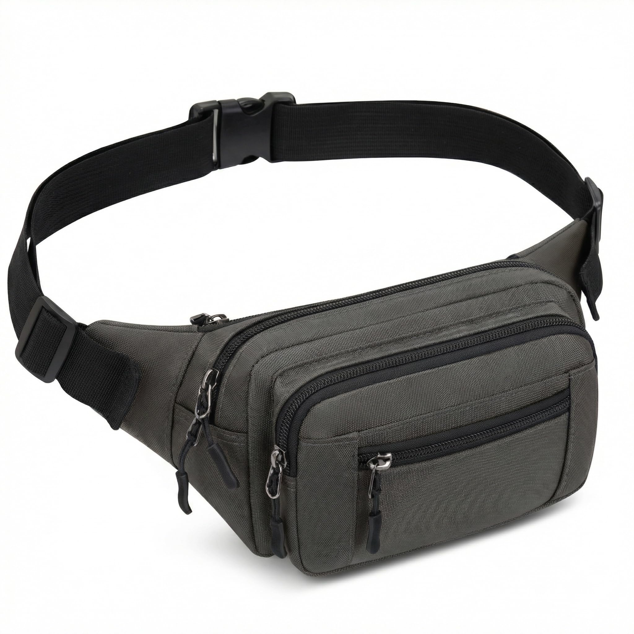Bumbag Waist Bag Women Ladies Men Waterproof Running Fanny Pack Adjustable Bum Bag with Multi Pockets for Travel Hiking Dog Walking Cycling Camping (Dark Grey)