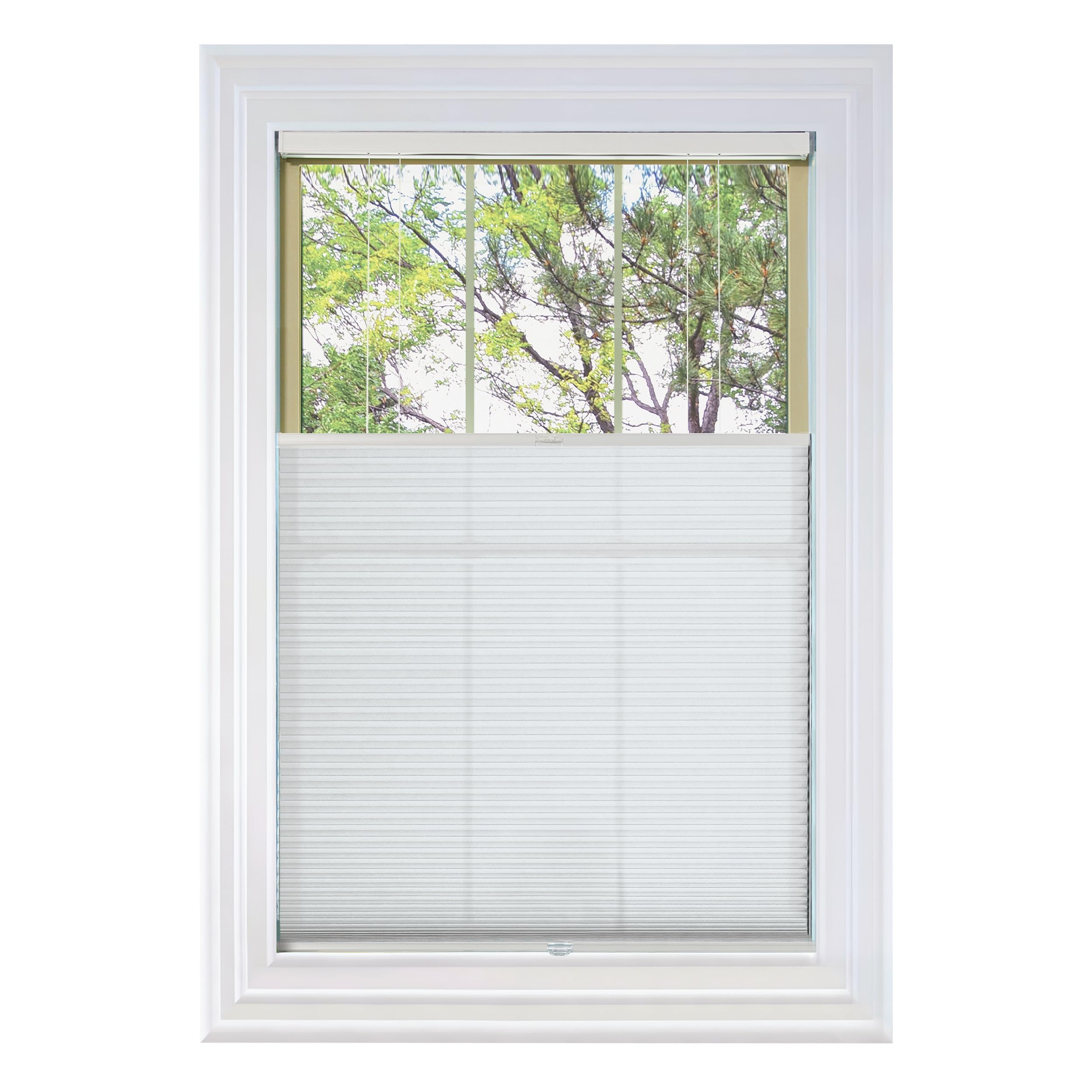 BlindsAvenue Cordless Top Down Bottom Up Cellular Honeycomb Shade, 9/16" Single Cell, Light Filtering, Cotton White, Size: 29" W x 48" H