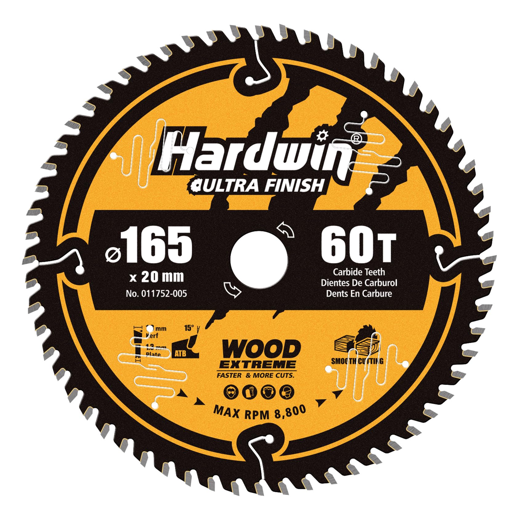 165mm Circular Saw Blade 60T, 165 x 20mm TCT Carbide Tipped ATB Teeth for Wood, Optimized for Cordless Saws, Fast Clean Cut for Softwood, Hardwood & Plywood, Compatible with Makita & DeWalt