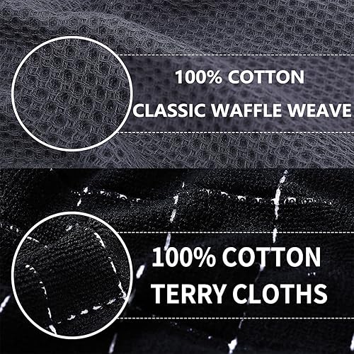 Miniatura 2 de Homaxy Juego de toallas de cocina y paños de cocina 100% algodón (gris oscuro, paquete de 8) y toallas de cocina de rizo (negro, 13 x 28 pulgadas,