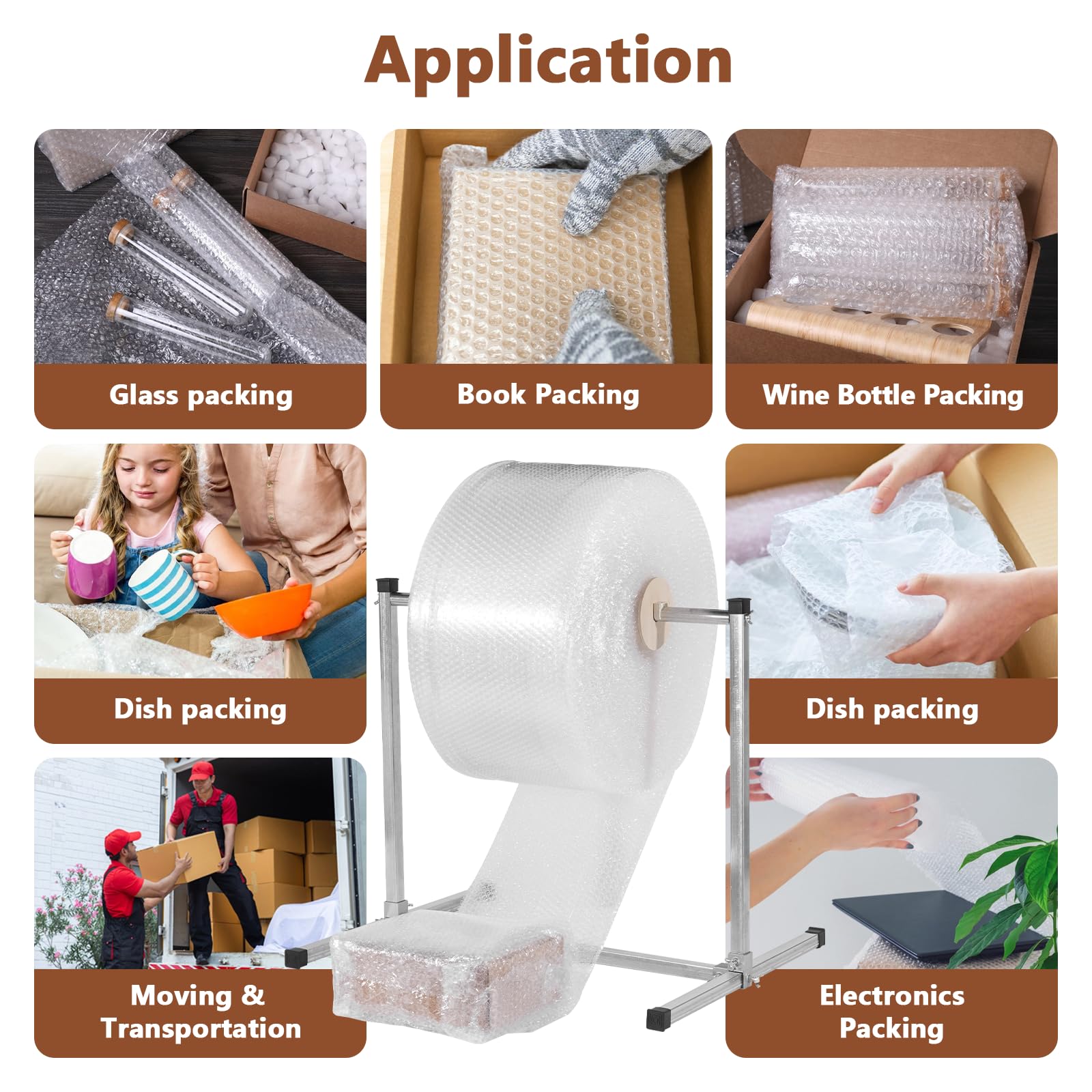 24-Zoll-luftpolsterfolienrollenspender, Manueller Halter Für Luftpolsterfolie, Mit Positionierungshilfen, Für Lagerhallen Und Verpackungsmaterialien