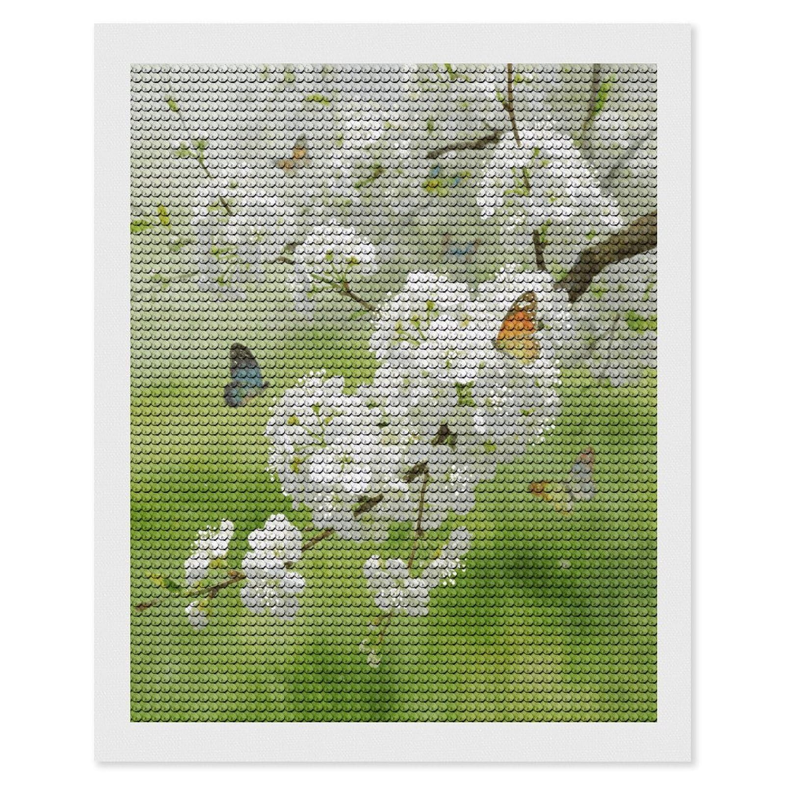 FekiLoot Snow Accompanies Butterflies Diamond Art Kits for Adults Diamond Painting Kits for Beginners DIY Diamond Art Kits Round Full Drill Diamond Dot Gem Painting for Home Wall Decor Gift 16"x20"