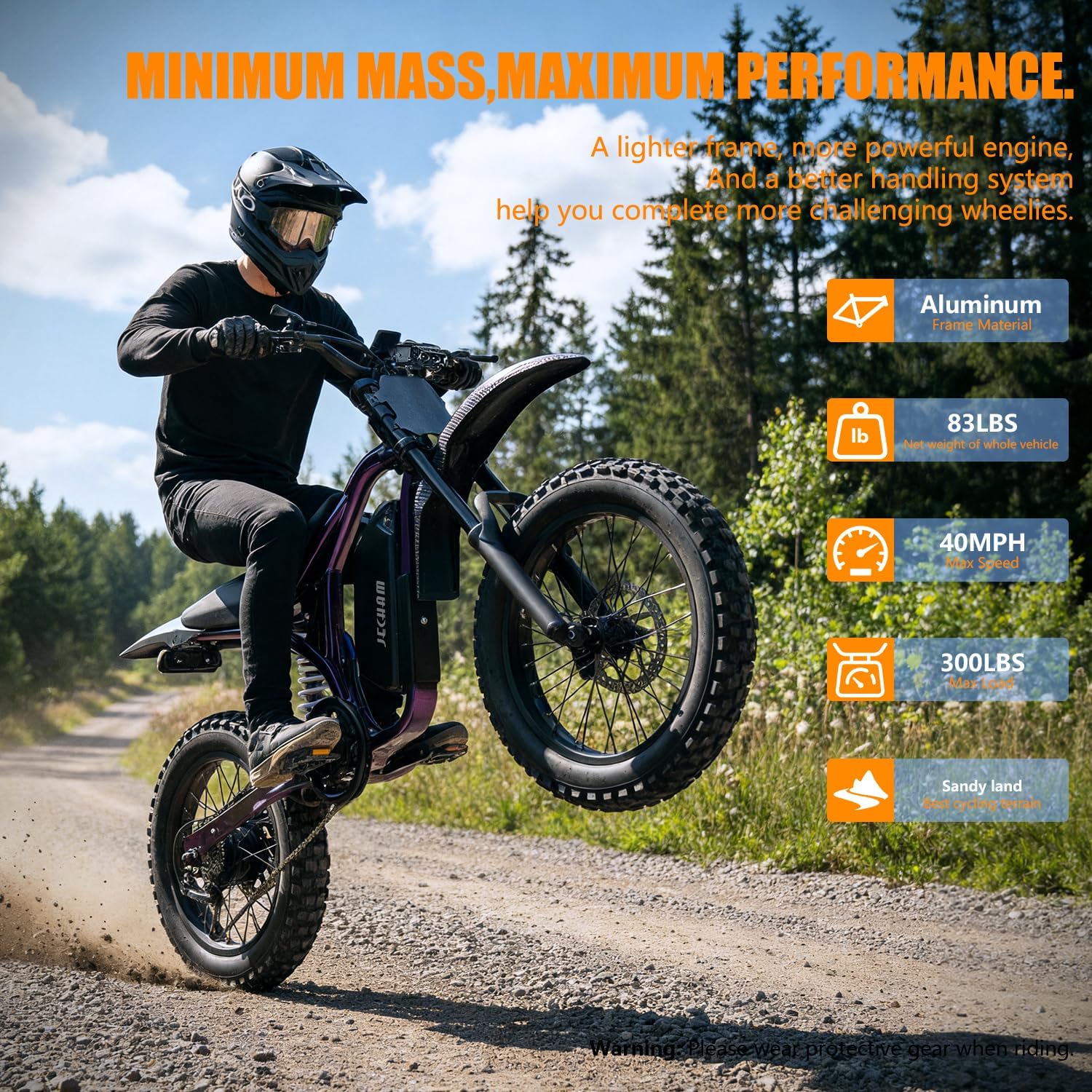 3000W Peak Electric Dirt Bike for Adults/Teens,40MPH Fast Speed,100+ Miles Long Range Commuter Electric Bike, Lightweight Aluminum Alloy Frame,Puncture-Resistant Tires, Inverted Fork,30-Min Easy Setup