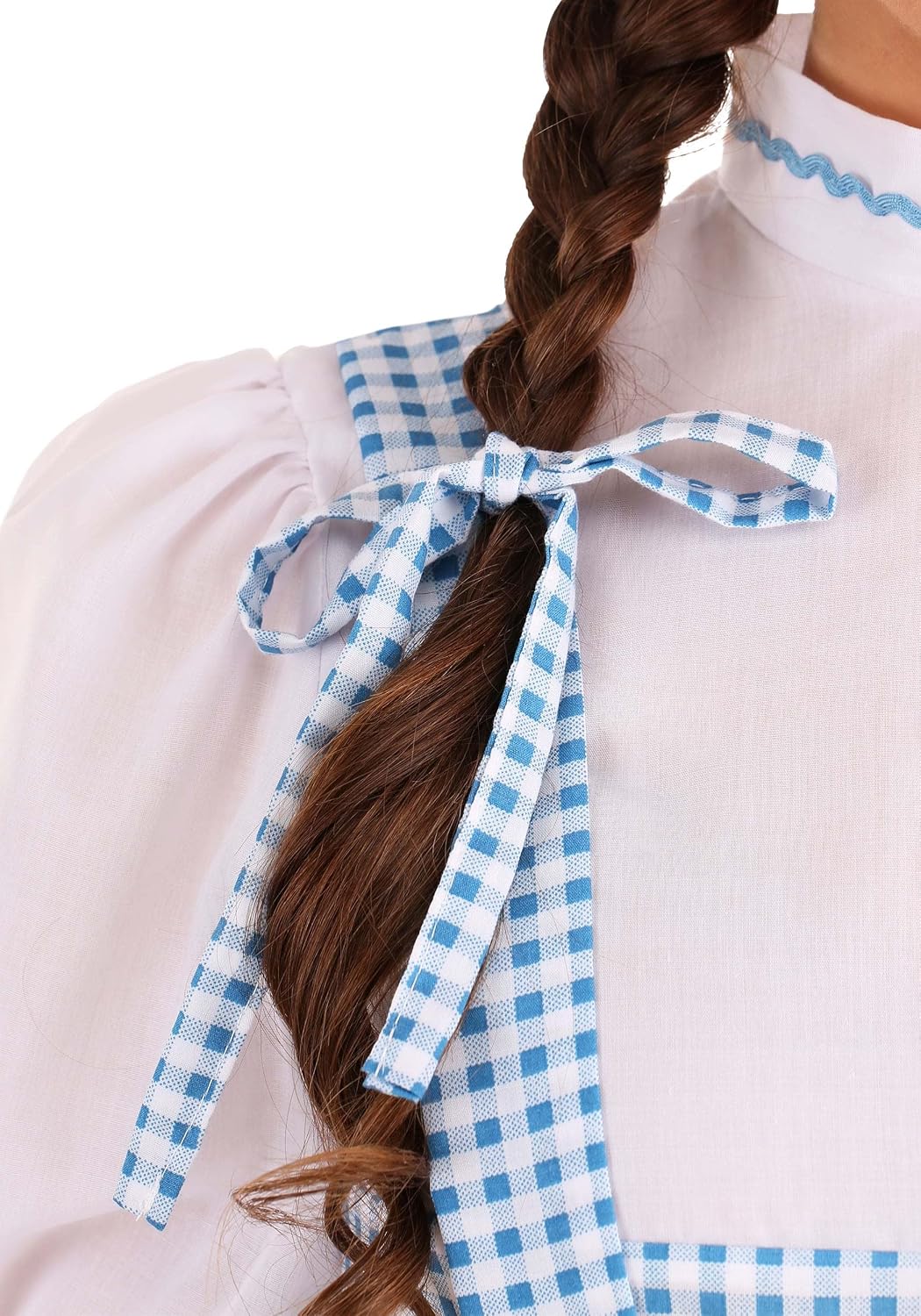 Women's Kansas Girl Costume with Gingham Dress, Blouse, and Hair Ribbons - Classic Storybook Character Look