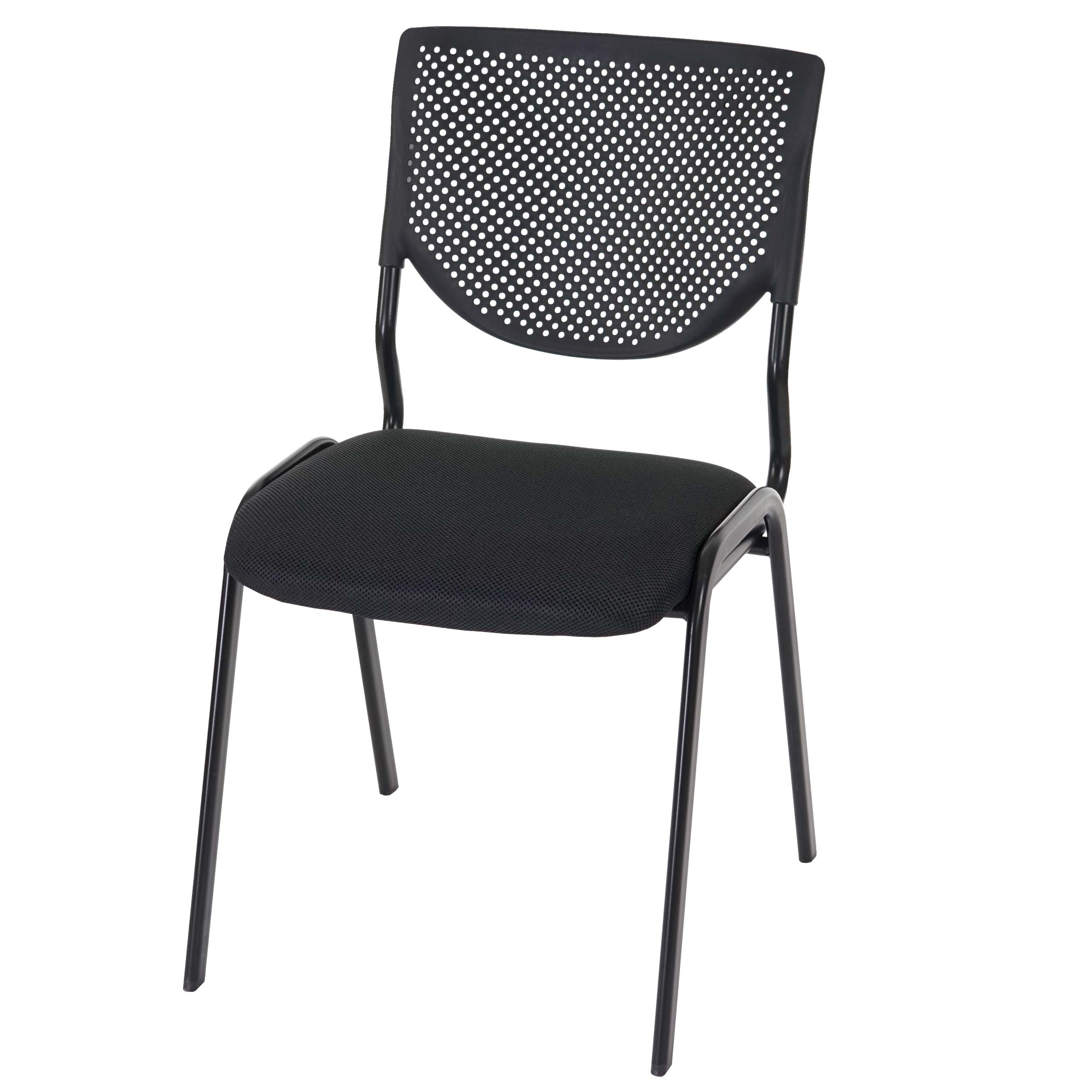 Mendler 4er-Set Besucherstuhl T401-AM, Konferenzstuhl stapelbar, Stoff/Textil - Sitz schwarz, Füße schwarz