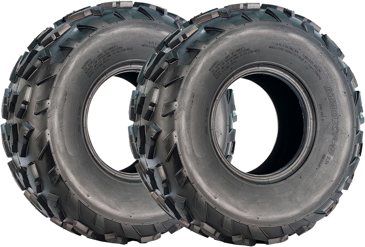 20x7-8 ATV UTV Tires for Mud Trail, Set of 2 Heavy-Duty 4 Ply Tubeless All-Terrain Quad & UTV Rubber, High-Traction Four Wheeler Front Tires with Sport Off-Road Performance