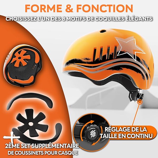 SKATEWIZ Casque Velo Enfant - Développé par Le Fabricant Allemand en 12 Designs sympas - Casque Trotinette, Skateboard, BMX, Roller-Casques pour Enfants extrêmement légers - 3