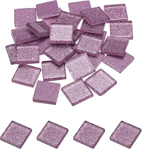 MECCANIXITY Azulejos de mosaico, azulejos de vidrio, piezas de vidrio de mosaico de cristal brillante, cuadrados a granel, 0.8 x 0.8 in para