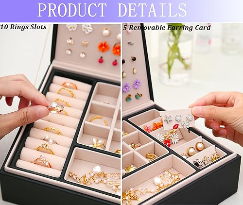 Miniatura 5 de Joyero de pendientes para niñas, organizador de joyas de gran capacidad con 40 pares de tableros de aretes, caja de almacenamiento de joyería de