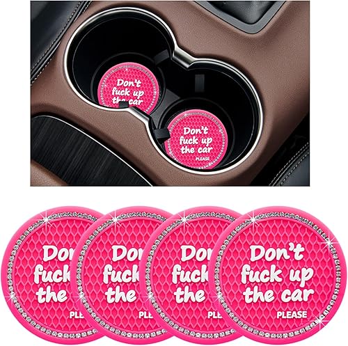 Miniatura 12 de Ziciner - 2 posavasos brillantes para auto, 2.75 pulgadas, antideslizante, inserción automática, tapete de cristal para mujeres y niñas, accesorio