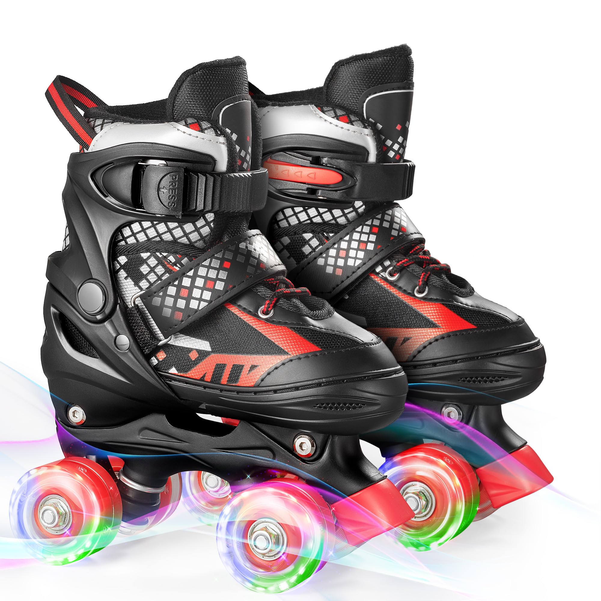 FWFX Kinder Rollschuhe, Verstellbare Leuchtende Rollschuhe, Indoor und Outdoor Geeignet für Anfänger