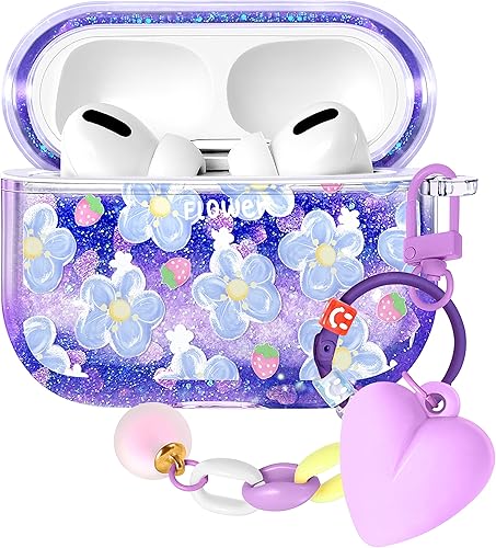 Miniatura 8 de Funda para Apple para Airpod Pro 2/1 - Funda Kawaii bonita estética femenina para niñas y mujeres, protector líquido con purpurina brillante, Rosado