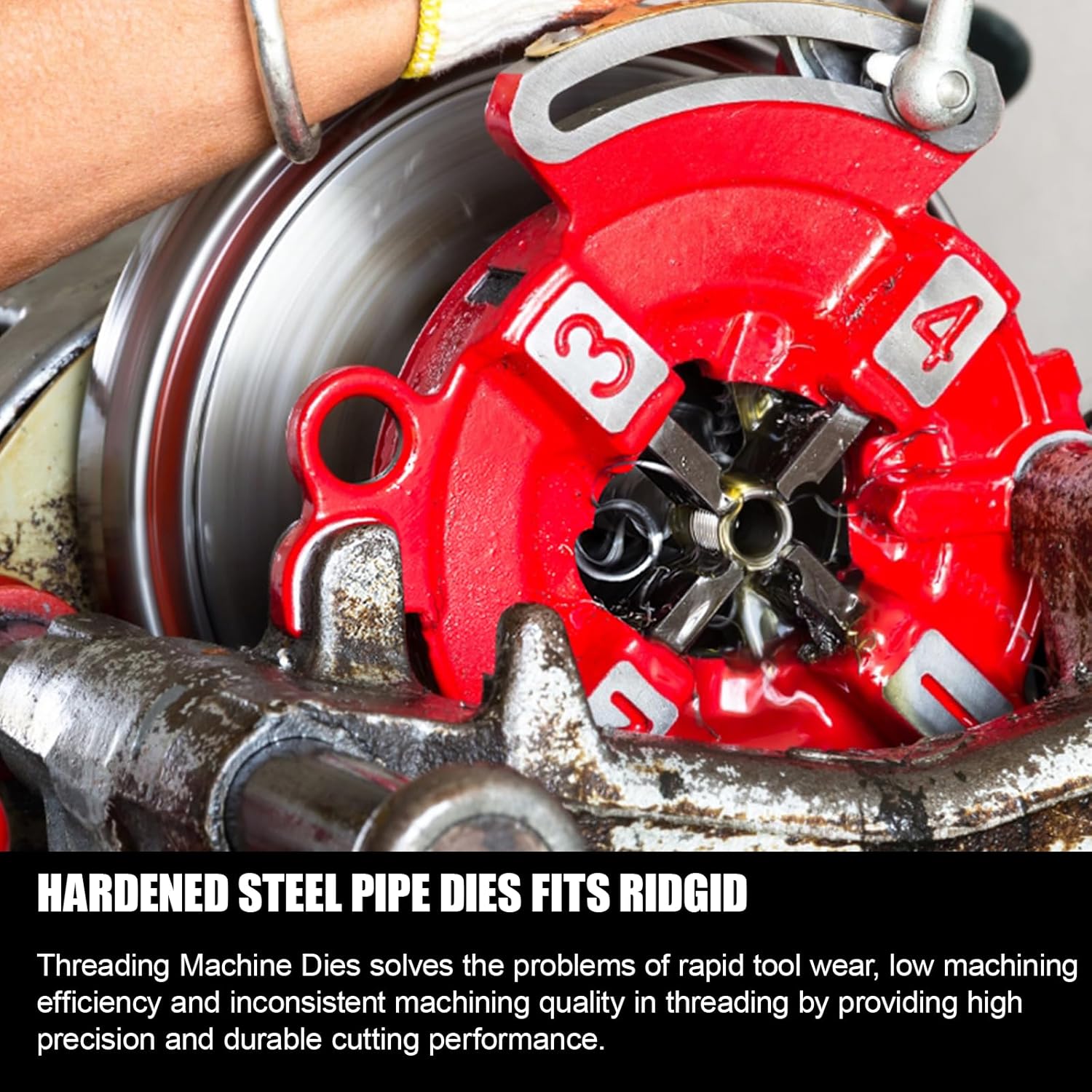 47745 Threading Machine Dies for RIDGID Hs Hardened Steel Npt Pipe Dies 1/2"-3/4" Universal Die Heads, Right-Handed