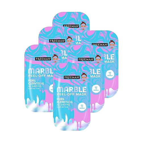 Miniatura 1 de Freeman Paquete de máscara facial doble de mármol, arcilla rosa francesa y tanaceto azul, suaviza la piel y limpia los poros, crea tu propia