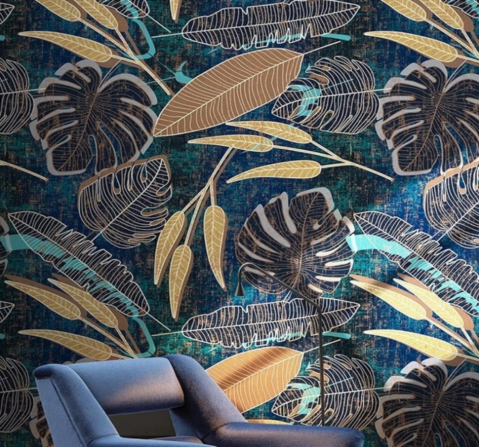 XLMING Retro Hand Drawn Tropical Plants Leaves 3D Wallpaper Luxury Home Dining Decor Paste Sofa Living Room The Wall for Bedroom Mural-300cm×210cm