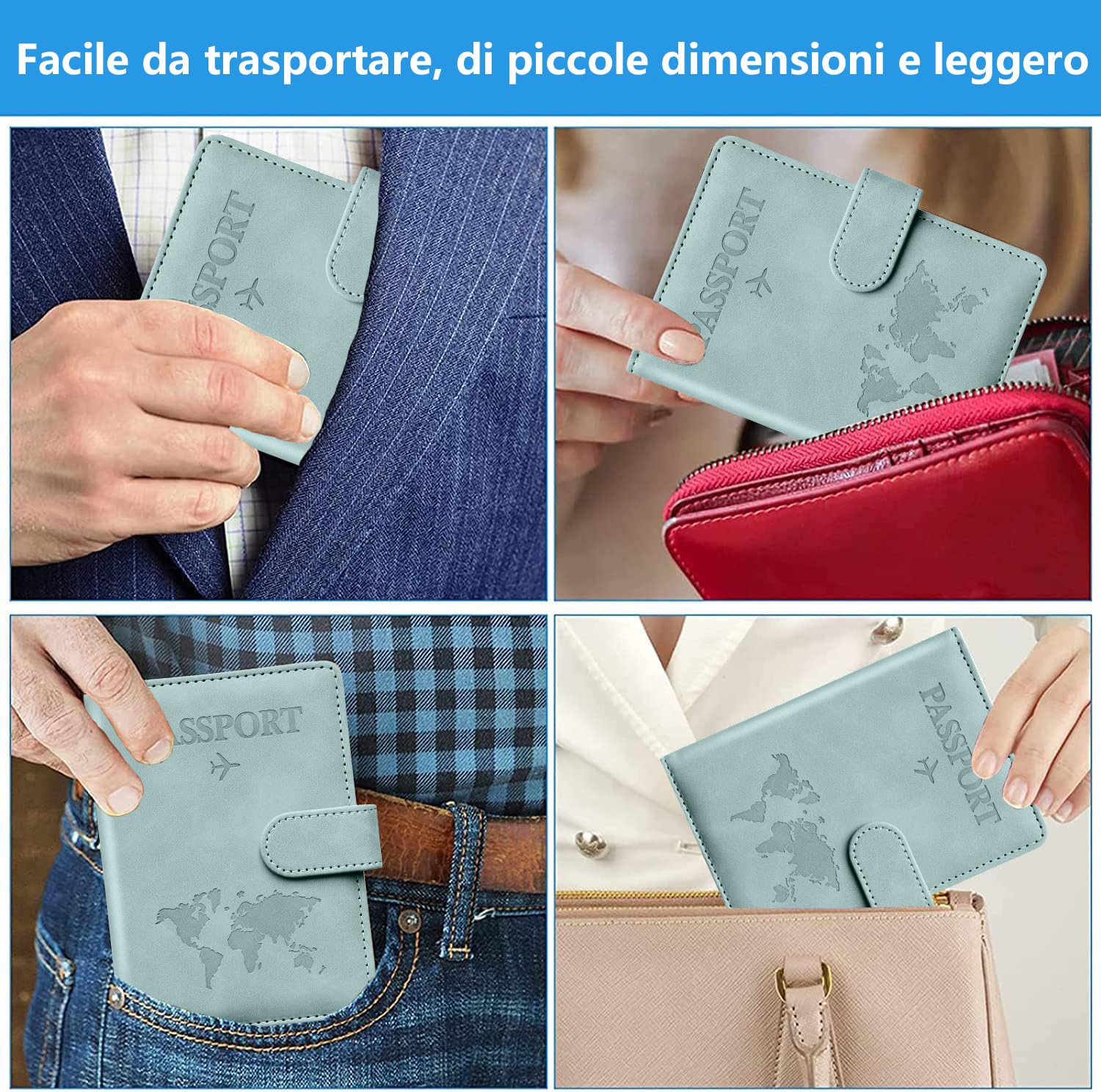 Toctax Porta Passaporto da Viaggio ed Etichette per Valigie Aereo, Custodia Passaporto Italiano, Portapassaporto da Viaggio Donna ed Uomo, Passport Holder (Viola)
