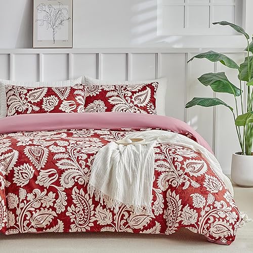 Miniatura 95 de Lekesky Juego de funda de edredón tamaño King, de microfibra suave, bohemio, azteca, azul, bohemio, con cierre de cremallera, lazos en las esquinas