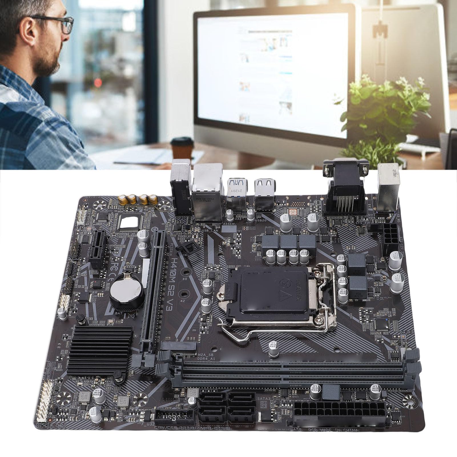 LICAEVEY Scheda Madre ATX H410M, Socket LGA 1200 per CPU di Decima Generazione, Supporto RAM DDR4 da 64 GB, Slot M.2, PCIe 3.0, USB 3.2 Gen1 per PC Gaming Home Office
