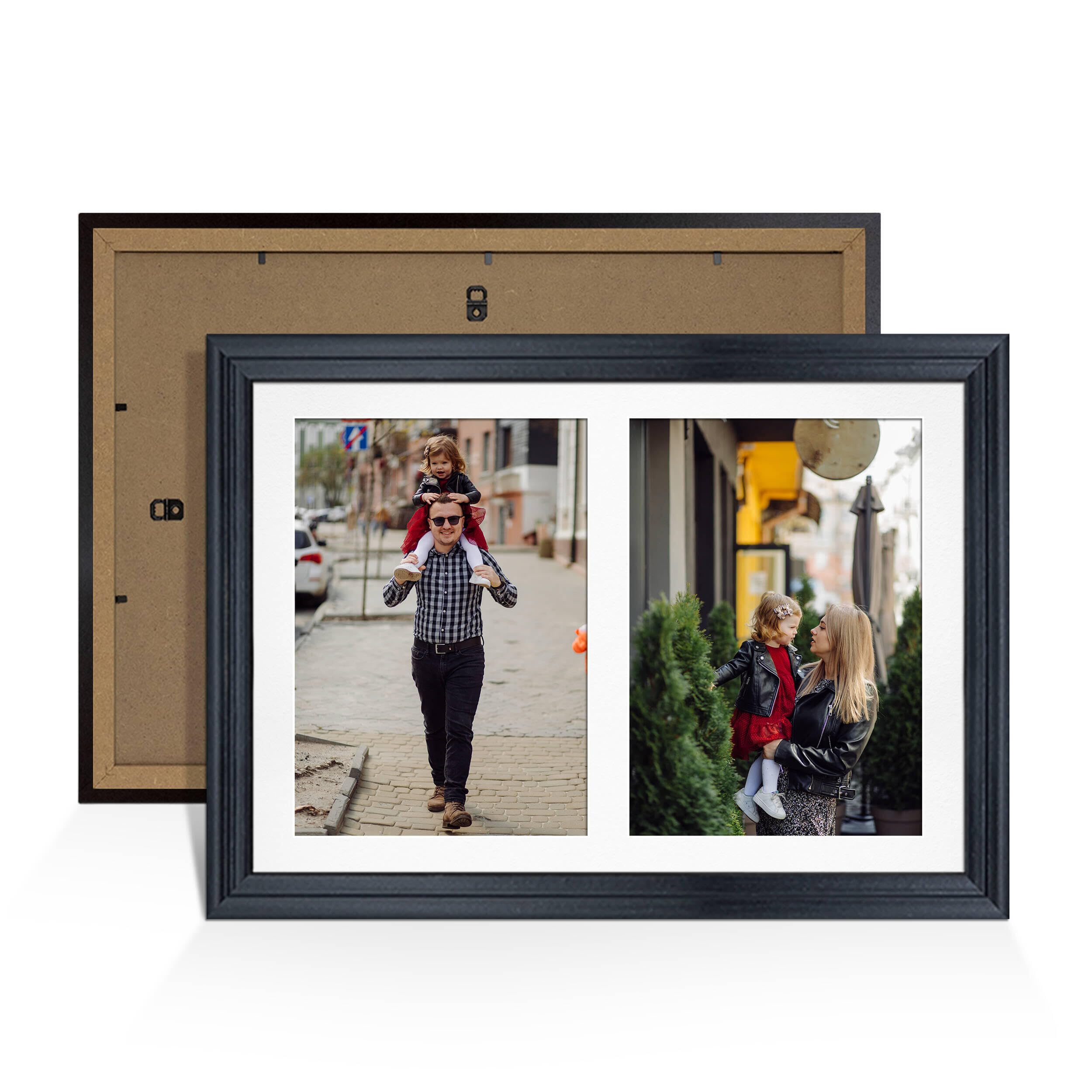 Alison Kingsgate Black 20x14 Photo frames for multiple pictures - 2 Apertures Collage Frame with White Mount - Holds (2x) A4 Photos - Engineered Wood & Perspex — image 1