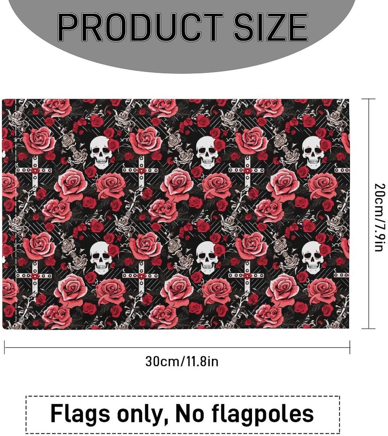 Goth Gothic Skull Roses Car Flag Polyester Clip Flags Mini Handheld Banners for Auto Outside Travel Decor image 2