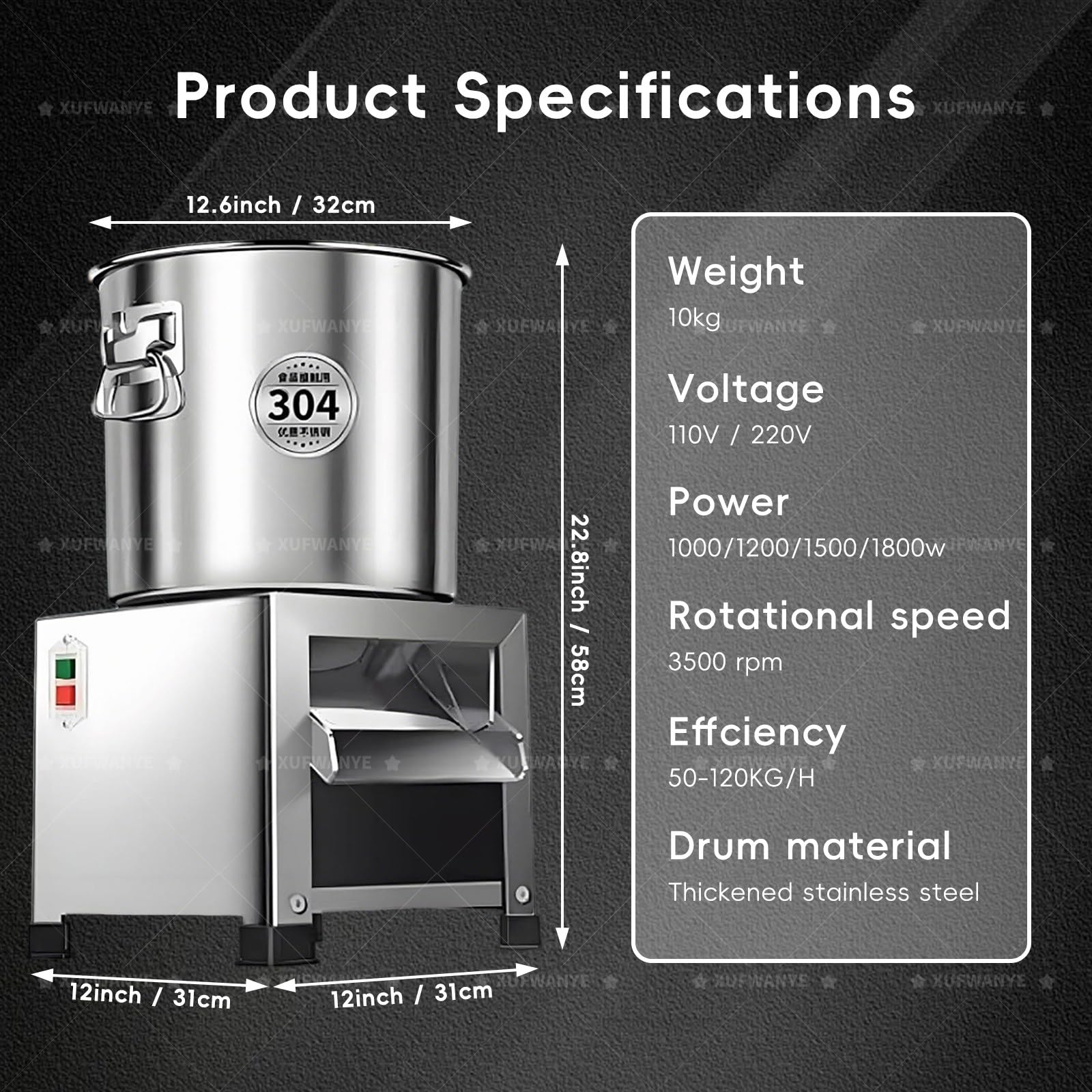 Procesador De Alimentos Comercial, Picadora Eléctrica De Verduras De 3500 RPM, Rallador Y Triturador Profesional De Verduras, para Una Alimentación Animal Eficiente 1800W
