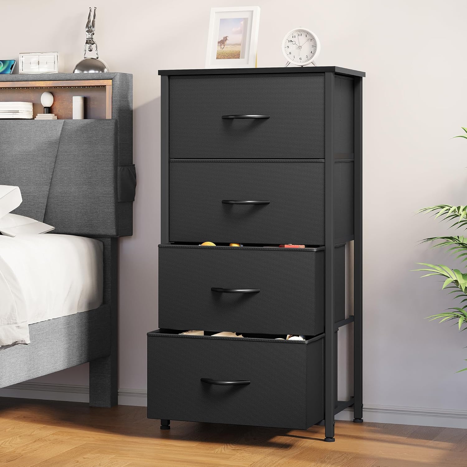 YITAHOME 4-Drawer Storage Tower in a bedroom