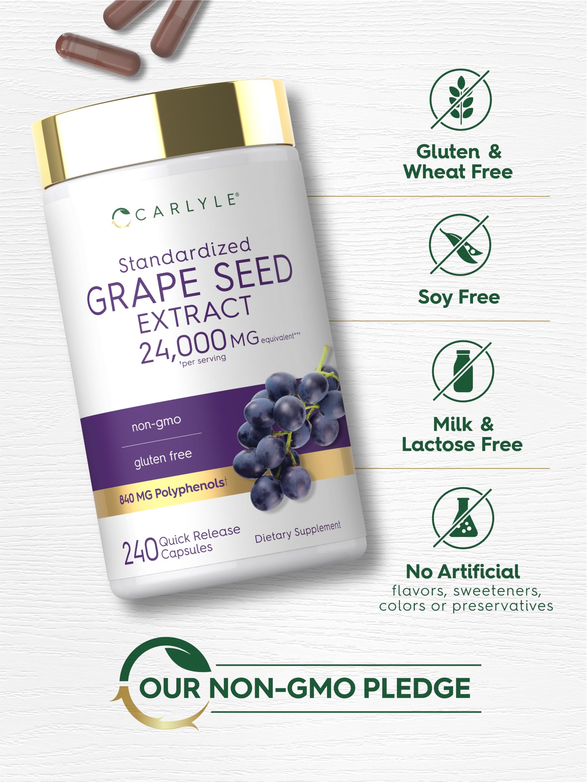 Amazon.com: Carlyle Grape Seed Extract Supplement | 240 Capsules