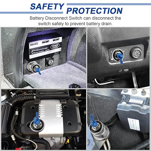 Miniatura 6 de Interruptor de desconexión de batería de alta corriente resistente de 300 A con placa frontal, aislador de interruptor de apagado de energía de 12 V