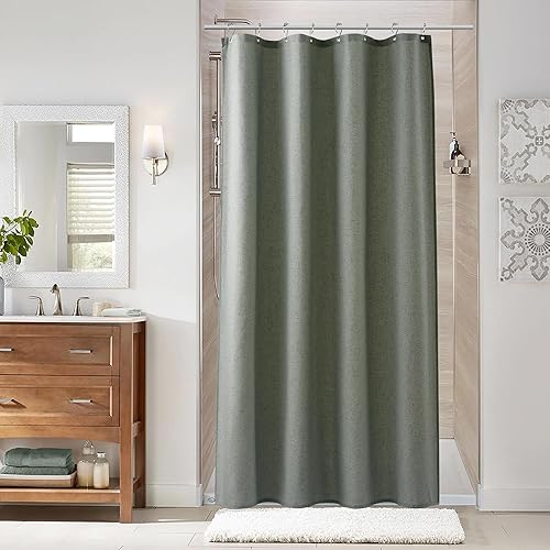 Miniatura 111 de Naturoom cortina de ducha de 36 pulgadas - cortina de ducha estrecha para espacio pequeño, de medio tamaño, de lino verde ultra gruesa, juego