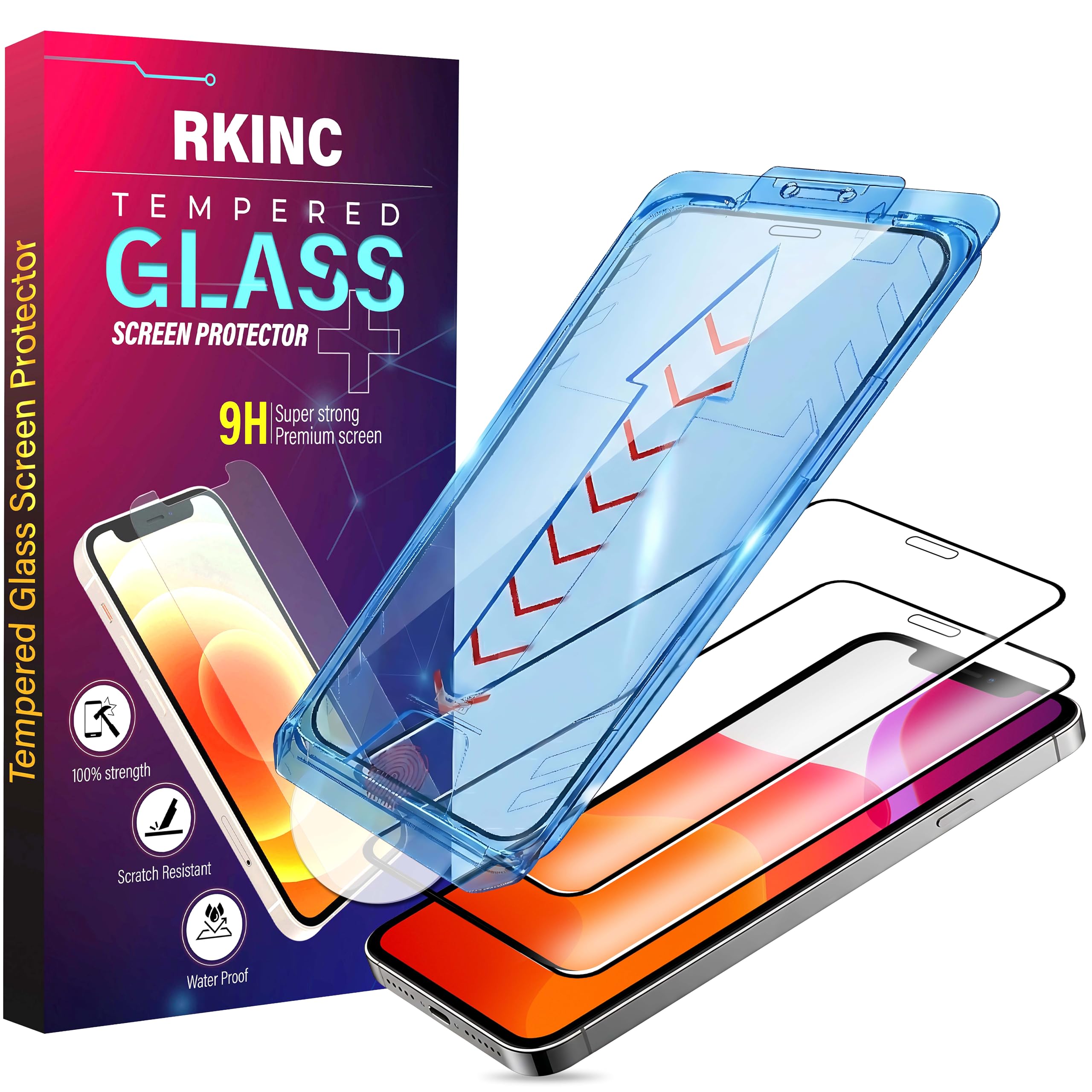 RKINC Protector pantalla [2 Piezas] para iPhone 11 Pro Max, XS Max, Cristal templado película de vidrio, 9H [Instalación rápida] [Eliminación automática del polvo][Cobertura total][Sin burbujas]