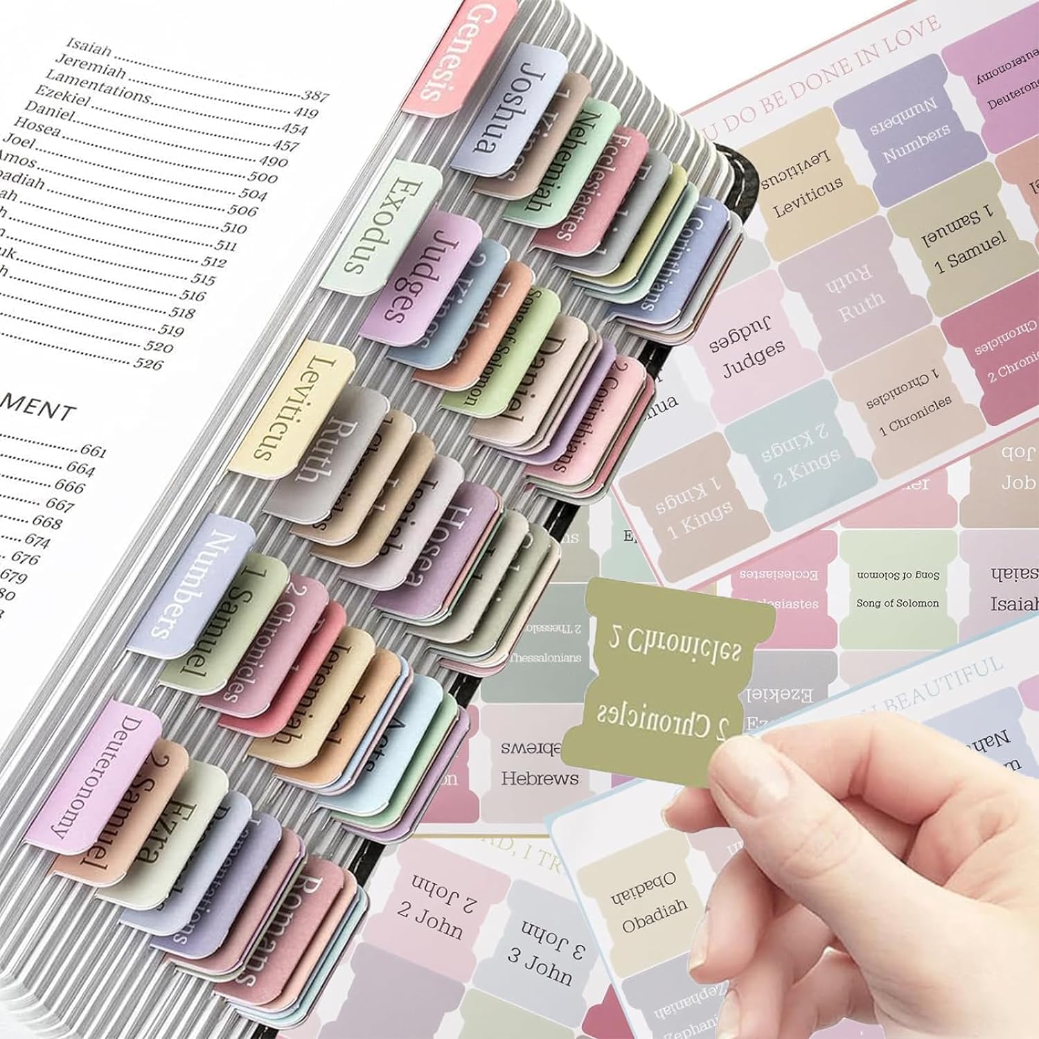 Bible Tabs for Women, Bible Index Tabs, 75 Bible Stickers, Morandi Bible Tabs Best Gift for Easter, Carnival Mothers Day Bible Study Accessories Bible Journaling Supplies