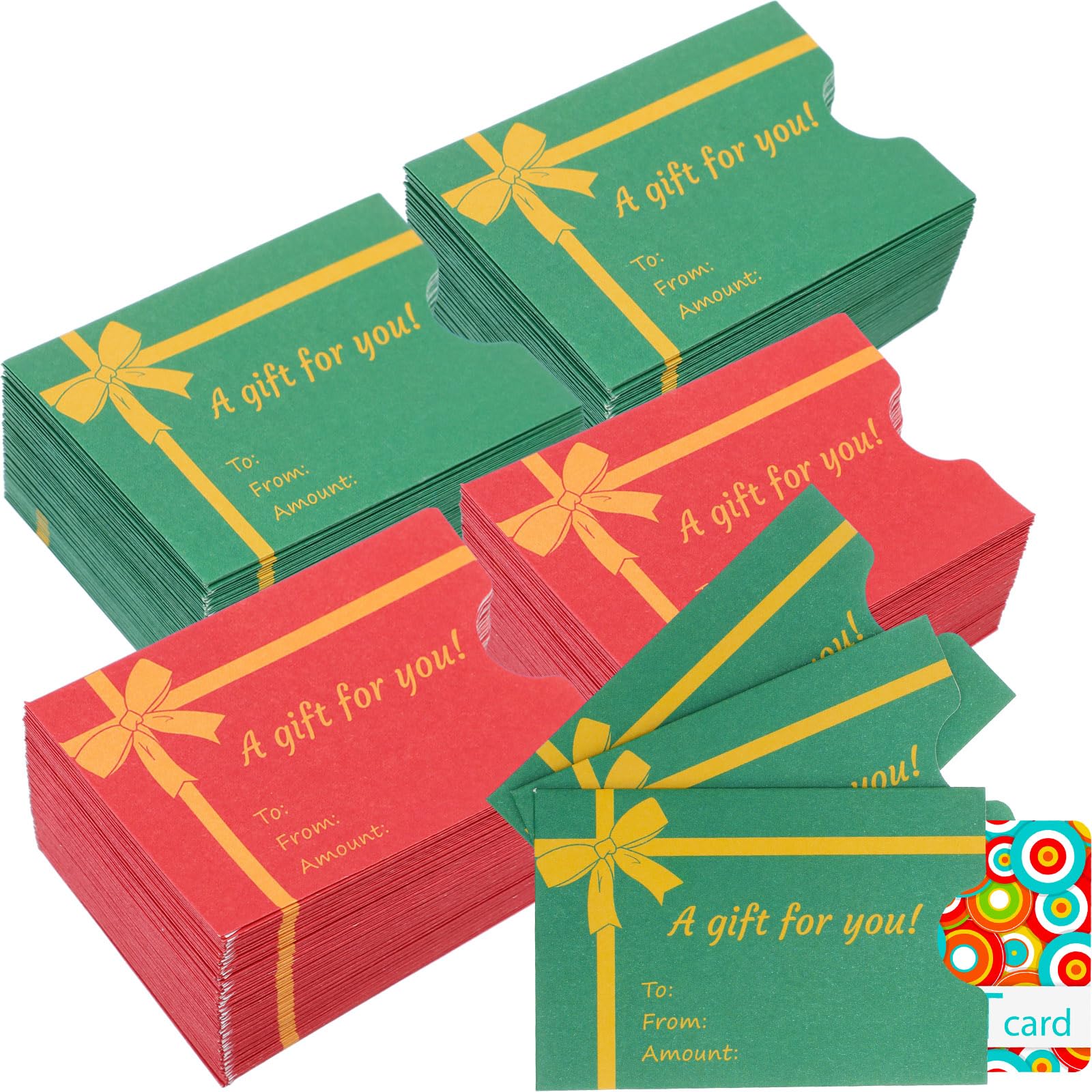 Ireer 600 buste per biglietti regalo di Natale, con design a fiocco, buste per biglietti regalo di Natale, porta carte di credito, festival e vacanze (rosso, verde)