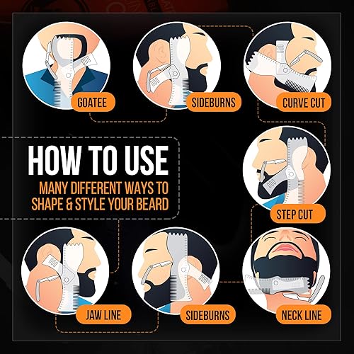 Miniatura 2 de Kit de moldeador de barba – Herramienta completa de modelado y peinado – Moldeador ajustable transparente, maquinillas de afeitar, lápiz de